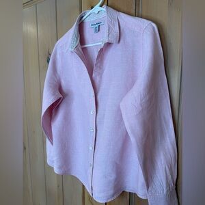 Tommy Bahama women’s long sleeve linen pink shirt M